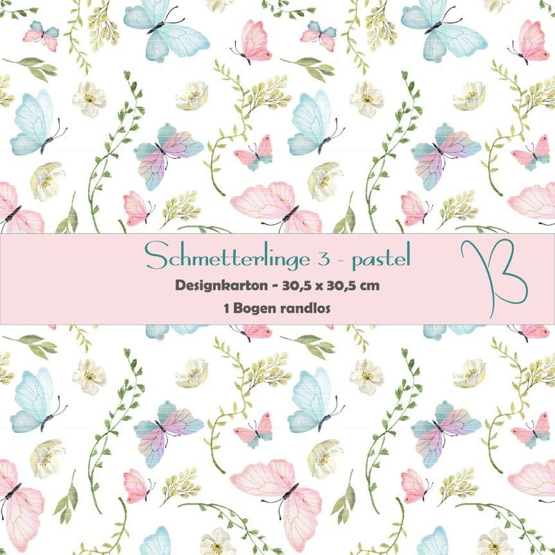 Schmetterlinge 3 - pastel - Designkarton - 30,5 x 30,5 cm - randlos - 1 Bogen Schmetterlinge 3 - pastel - Designkarton - 30,5 x 30,5 cm - randlos - 1 Bogen
