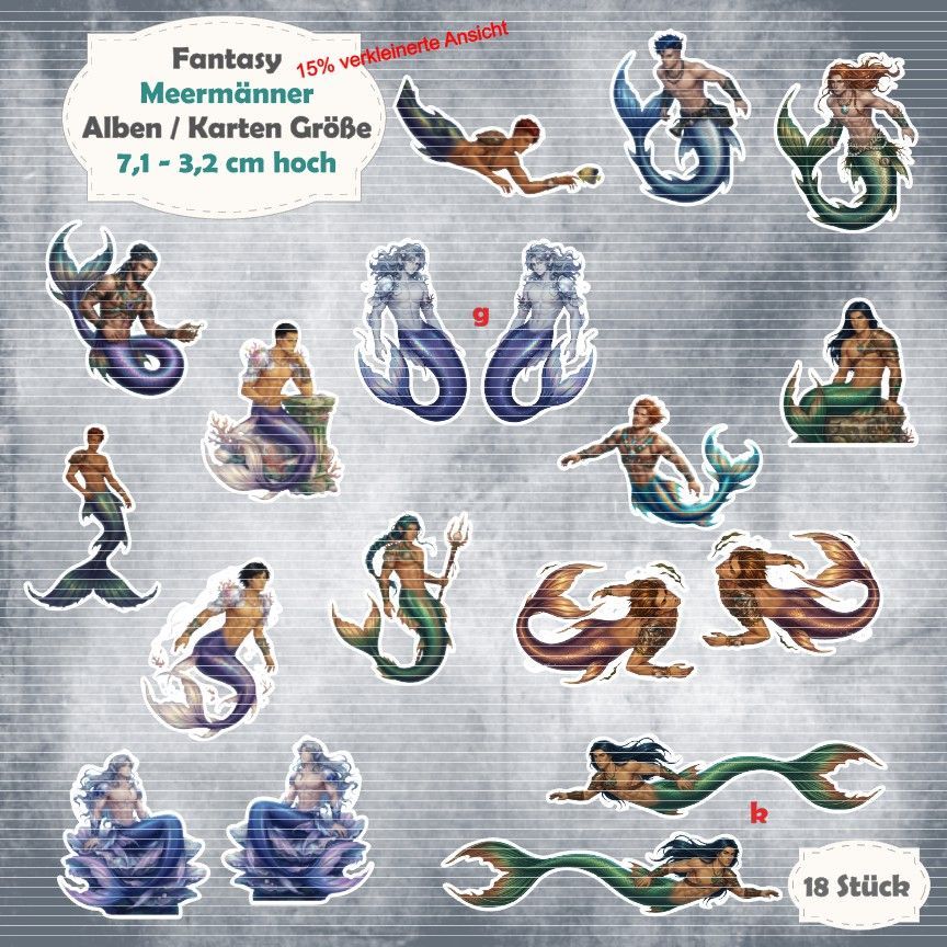 Meermänner - 210g - Alben / Kartengröße - 27 Stanzteile - Die Cuts