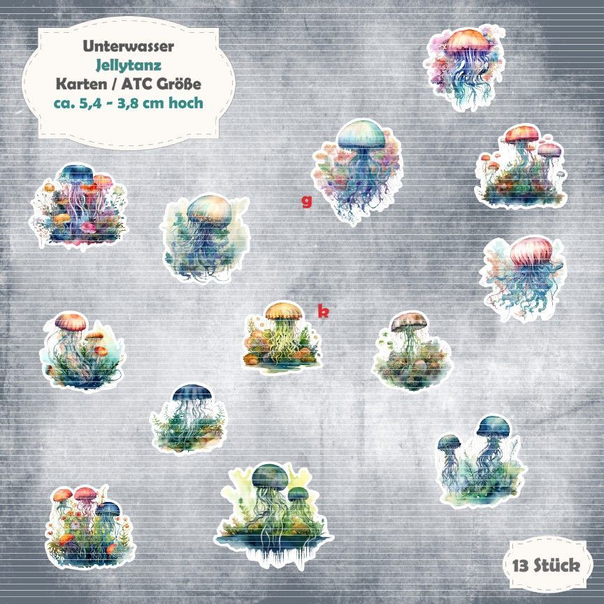 Jellytanz - 210g - Karten / ATC Größe - 13 Stanzteile - Die Cuts