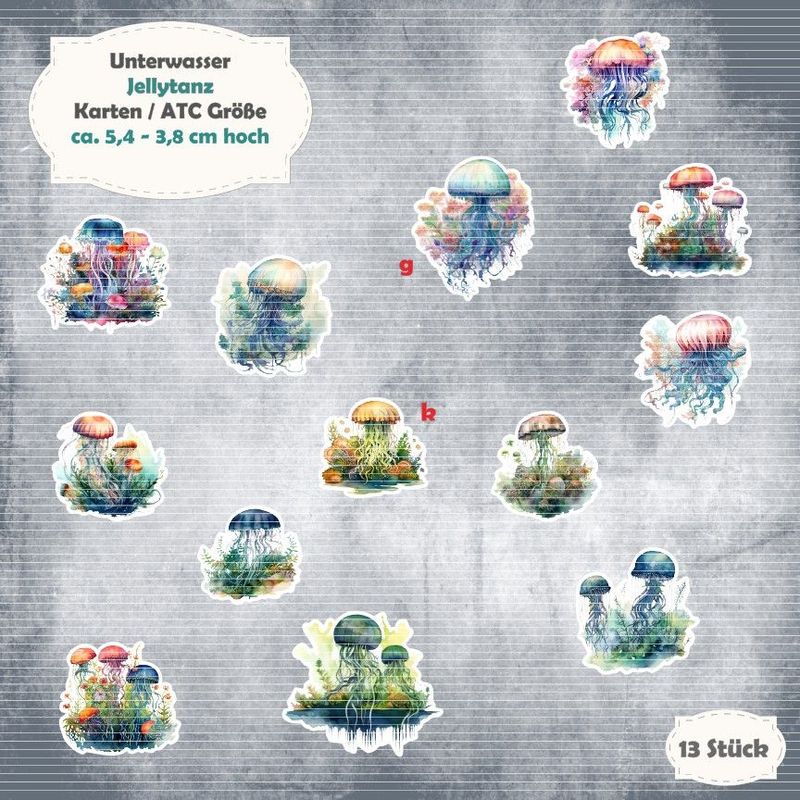 Jellytanz - 210g - Karten / ATC Größe - 13 Stanzteile - Die Cuts