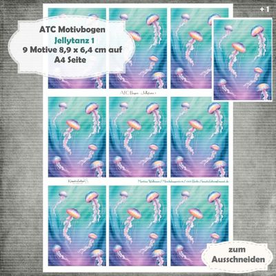 Jellytanz 1 - ATC Motivbogen - A4 Hochformat - 1 Seite mit 9 Motiven Jellytanz 1 - ATC Motivbogen - A4 Hochformat - 1 Seite mit 9 Motiven