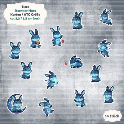 Sterntier Hase - 210g - Karten / ATC Größe - 14 Stanzteile - Die Cuts