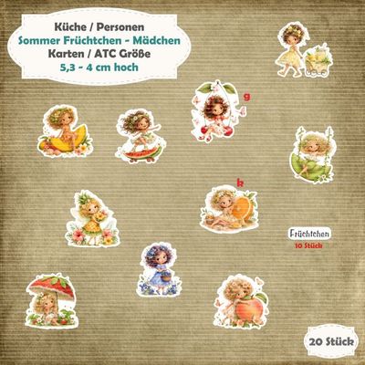 Sommer Früchtchen - Mädchen - 210g - Karten / ATC Größe - 20 Stanzteile - Die Cuts