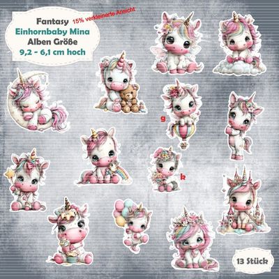 Einhornbaby Mina - Album - 210g - Alben - Größe - 13 Stanzteile - Die Cut