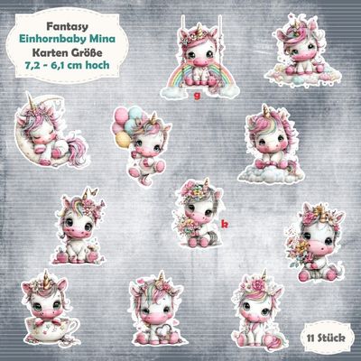 Einhornbaby Mina - Karten - 300g - Karten - Größe - 11 Stanzteile - Die Cut