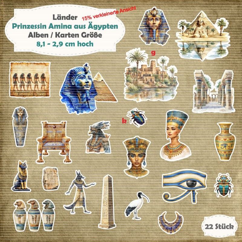 Prinzessin Amina aus Ägypten - 210g - Alben / Kartengröße - 22 Stanzteile - Die Cuts Prinzessin Amina aus Ägypten - 210g - Alben / Kartengröße - 22 Stanzteile - Die Cuts