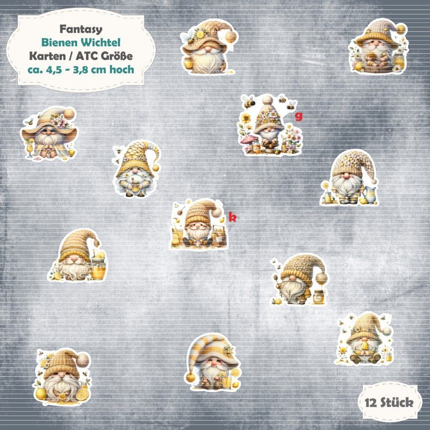 Die Bienenwichtel - 210g - Karten / ATC Größe - 12 Stanzteile - Die Cut