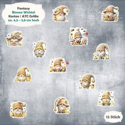 Die Bienenwichtel - 210g - Karten / ATC Größe - 12 Stanzteile - Die Cut Die Bienenwichtel - 210g - Karten / ATC Größe - 12 Stanzteile - Die Cut