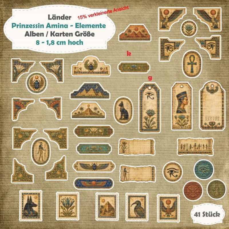 Prinzessin Amina - Zierelemente - 210g - Alben / Kartengröße - 41 Stanzteile - Die Cuts