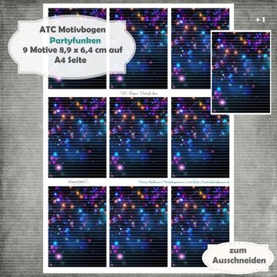 Partyfunken - ATC Motivbogen - A4 Hochformat - 1 Seite mit 9 Motiven Partyfunken - ATC Motivbogen - A4 Hochformat - 1 Seite mit 9 Motiven