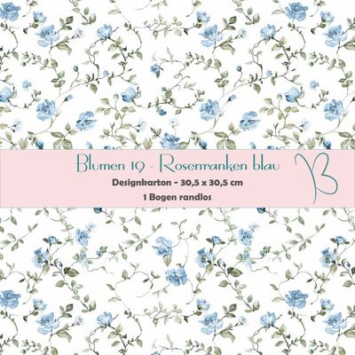 Blumen 19 - Rosenranken blau - Designkarton - 30,5 x 30,5 cm - randlos - 1 Bogen Blumen 19 - Rosenranken blau - Designkarton - 30,5 x 30,5 cm - randlos - 1 Bogen