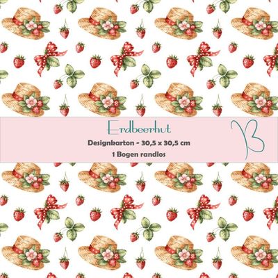 Erdbeerhut - Designkarton - 30,5 x 30,5 cm - randlos - 1 Bogen* Erdbeerhut - Designkarton - 30,5 x 30,5 cm - randlos - 1 Bogen*