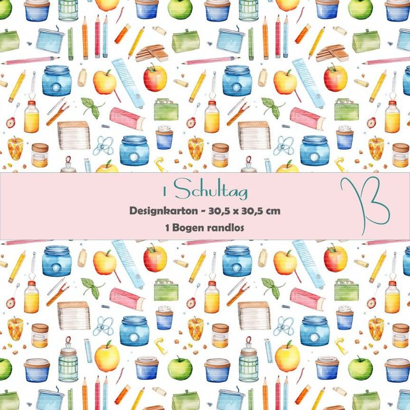 1 Schultag - Designkarton - 30,5 x 30,5 cm - randlos - 1 Bogen