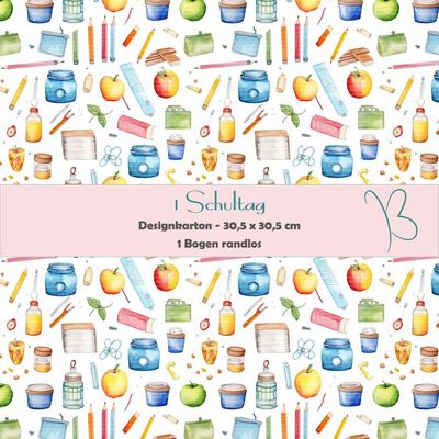 1 Schultag - Designkarton - 30,5 x 30,5 cm - randlos - 1 Bogen