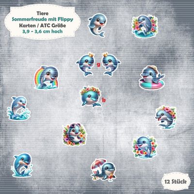 Sommerfreude mit Flippy - Delphine - 210g - Karten / ATC Größe - 13 Stanzteile - Die Cuts Sommerfreude mit Flippy - Delphine - 210g - Karten / ATC Größe - 13 Stanzteile - Die Cuts