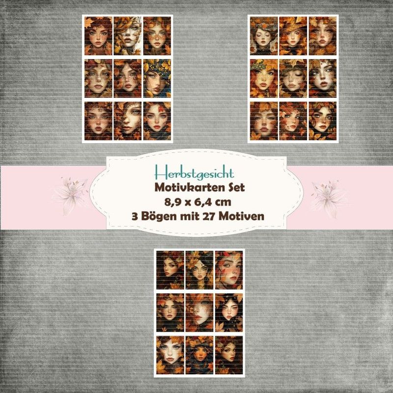 Herbstgesicht - Motivkarten Set - 160g - 8,9 x 6,4 - 27 Motive - 3 Bögen - Überarbeitet Herbstgesicht - Motivkarten Set - 160g - 8,9 x 6,4 - 27 Motive - 3 Bögen - Überarbeitet