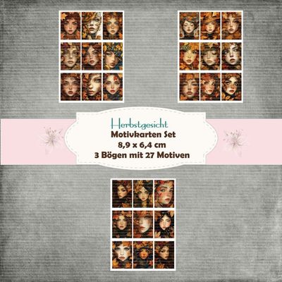 Herbstgesicht - Motivkarten Set - 160g - 8,9 x 6,4 - 27 Motive - 3 Bögen - Überarbeitet Herbstgesicht - Motivkarten Set - 160g - 8,9 x 6,4 - 27 Motive - 3 Bögen - Überarbeitet