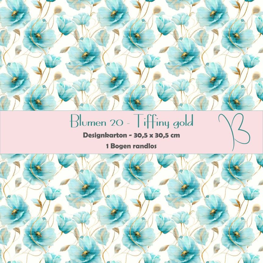 Blumen 20 - Tiffiny gold - Designkarton - 30,5 x 30,5 cm - randlos - 1 Bogen Blumen 20 - Tiffiny gold - Designkarton - 30,5 x 30,5 cm - randlos - 1 Bogen
