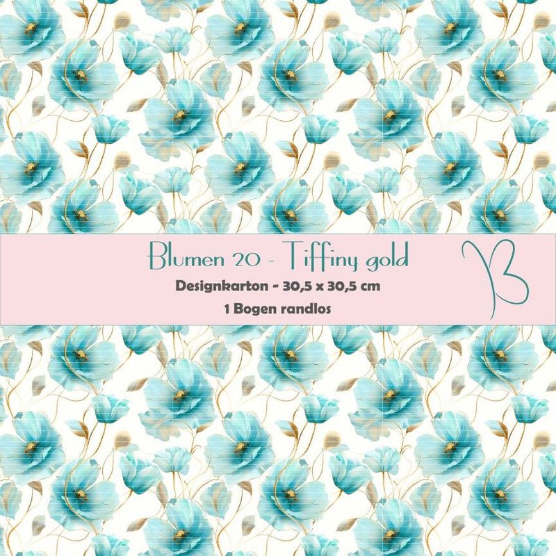 Blumen 20 - Tiffiny gold - Designkarton - 30,5 x 30,5 cm - randlos - 1 Bogen Blumen 20 - Tiffiny gold - Designkarton - 30,5 x 30,5 cm - randlos - 1 Bogen