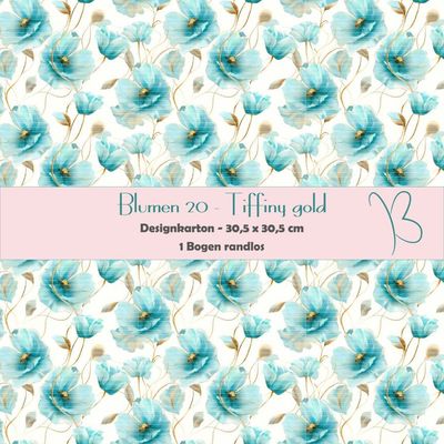 Blumen 20 - Tiffiny gold - Designkarton - 30,5 x 30,5 cm - randlos - 1 Bogen Blumen 20 - Tiffiny gold - Designkarton - 30,5 x 30,5 cm - randlos - 1 Bogen