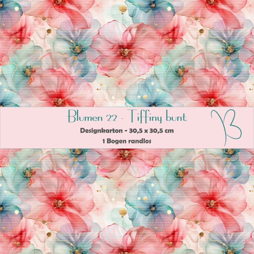 Blumen 22 - Tiffiny bunt - Designkarton - 30,5 x 30,5 cm - randlos - 1 Bogen Blumen 22 - Tiffiny bunt - Designkarton - 30,5 x 30,5 cm - randlos - 1 Bogen