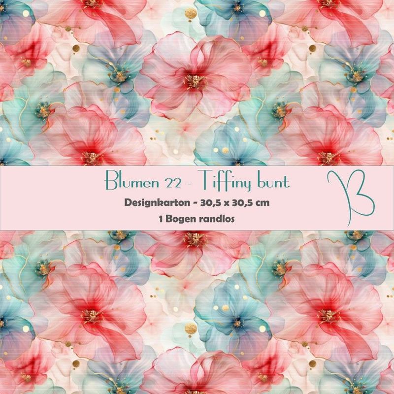 Blumen 22 - Tiffiny bunt - Designkarton - 30,5 x 30,5 cm - randlos - 1 Bogen Blumen 22 - Tiffiny bunt - Designkarton - 30,5 x 30,5 cm - randlos - 1 Bogen