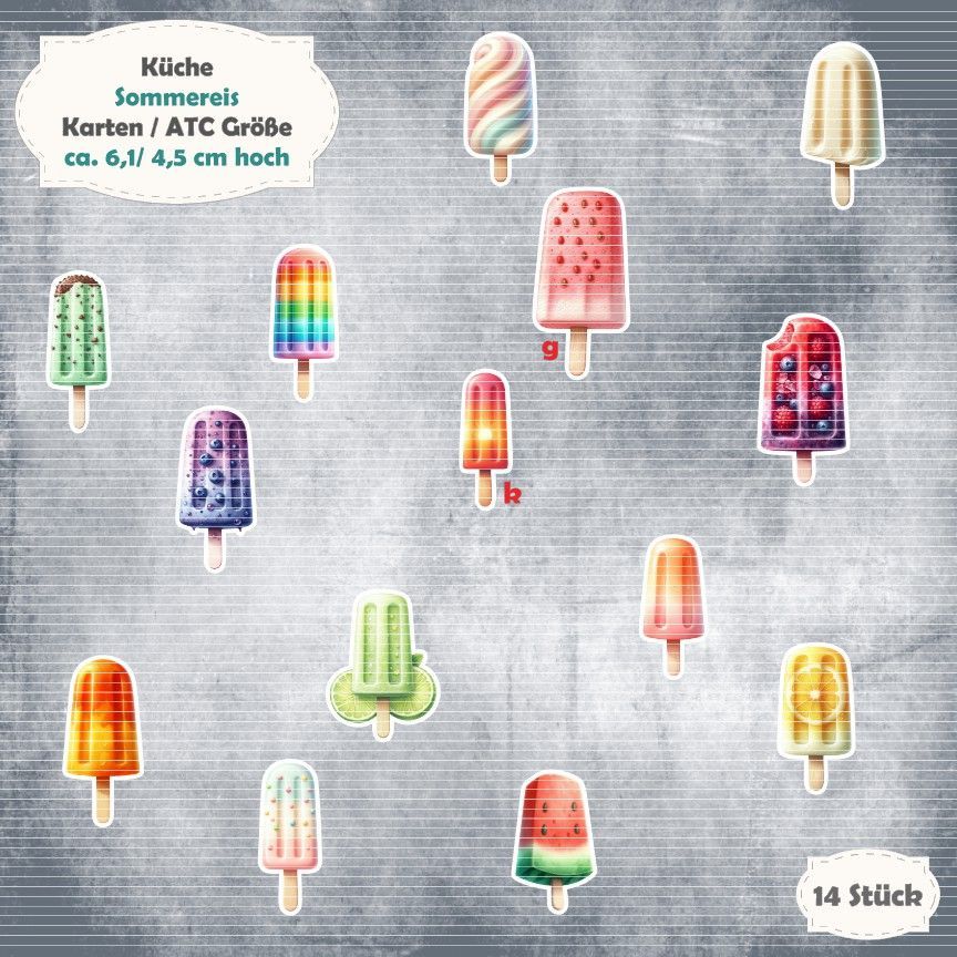 Sommereis - 210g - Karten / ATC Größe - 14 Stanzteile - Die Cuts Sommereis - 210g - Karten / ATC Größe - 14 Stanzteile - Die Cuts