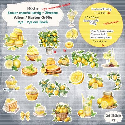 Sauer macht lustig - Zitrone - 210g - Album / Karte / ATC Größe - 24 + 7 Stanzteile - Die Cuts Sauer macht lustig - Zitrone - 210g - Album / Karte / ATC Größe - 24 + 7 Stanzteile - Die Cuts