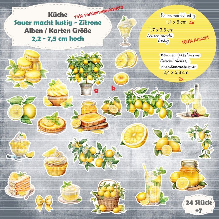 Sauer macht lustig - Zitrone - 210g - Album / Karte / ATC Größe - 24 + 7 Stanzteile - Die Cuts - Neu aufgelegt! Sauer macht lustig - Zitrone - 210g - Album / Karte / ATC Größe - 24 + 7 Stanzteile - Die Cuts - Neu aufgelegt!