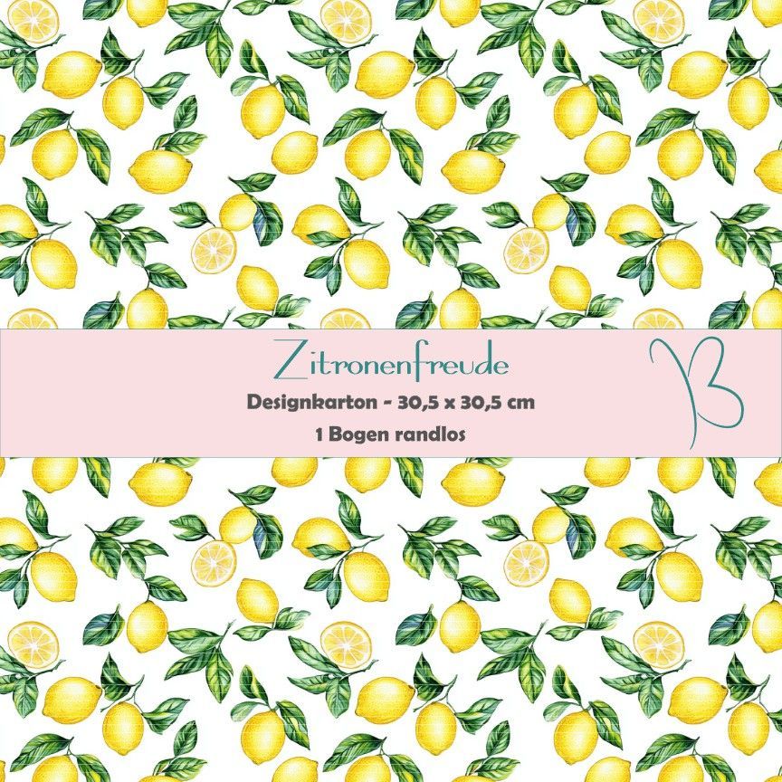 Zitronenfreude - Designkarton - 30,5 x 30,5 cm - randlos - 1 Bogen Zitronenfreude - Designkarton - 30,5 x 30,5 cm - randlos - 1 Bogen