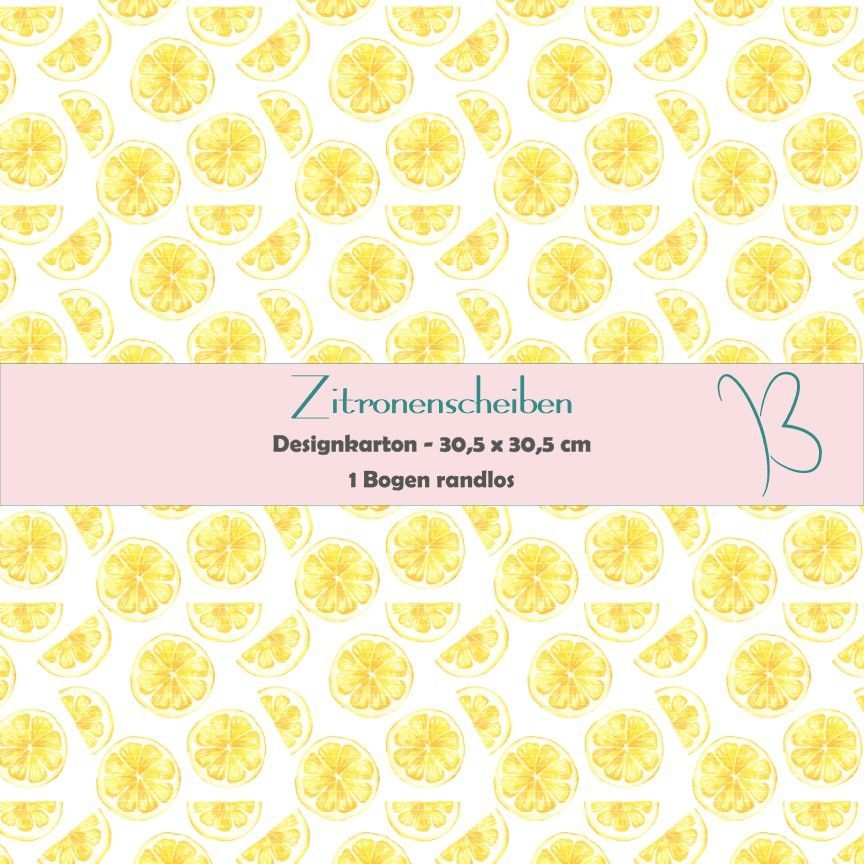 Zitronenscheiben - Designkarton - 30,5 x 30,5 cm - randlos - 1 Bogen Zitronenscheiben - Designkarton - 30,5 x 30,5 cm - randlos - 1 Bogen