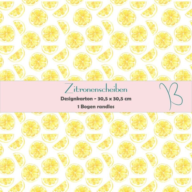Zitronenscheiben - Designkarton - 30,5 x 30,5 cm - randlos - 1 Bogen Zitronenscheiben - Designkarton - 30,5 x 30,5 cm - randlos - 1 Bogen
