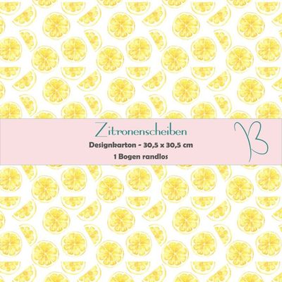 Zitronenscheiben - Designkarton - 30,5 x 30,5 cm - randlos - 1 Bogen Zitronenscheiben - Designkarton - 30,5 x 30,5 cm - randlos - 1 Bogen