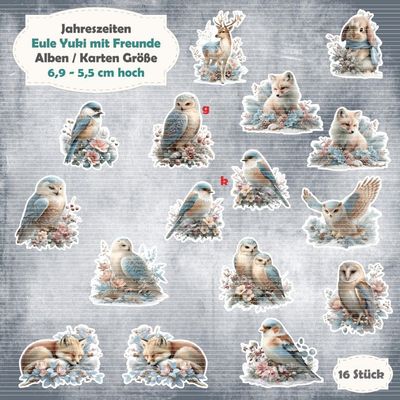 Eule Yuki mit Freunde -210g - Alben / Karten Größe - 16 Stanzteile - Die Cuts Eule Yuki mit Freunde -210g - Alben / Karten Größe - 16 Stanzteile - Die Cuts