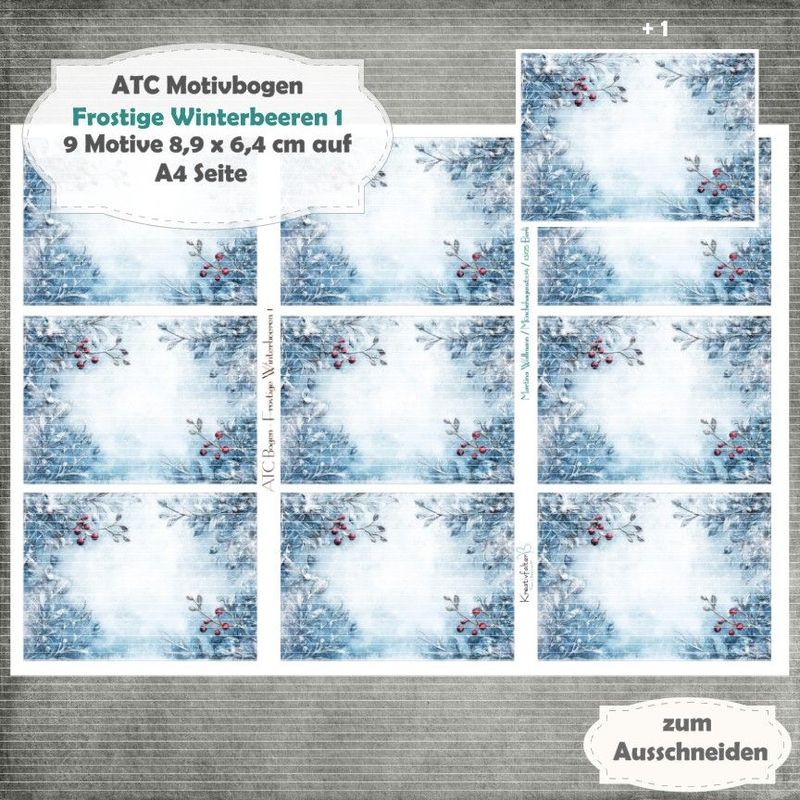 Frostige Winterbeeren 1 - ATC Motivbogen - A4 - 1 Seite mit 9 Motiven* Frostige Winterbeeren 1 - ATC Motivbogen - A4 - 1 Seite mit 9 Motiven*