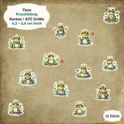 Froschkönig- 210g - Karten / ATC Größe - 12 Stanzteile - Die Cut Froschkönig- 210g - Karten / ATC Größe - 12 Stanzteile - Die Cut