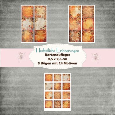Herbstliche Erinnerungen - Karten Aufleger - 160g - 9,5 x 9,5 cm - 24 Motive - 3 Bögen Herbstliche Erinnerungen - Karten Aufleger - 160g - 9,5 x 9,5 cm - 24 Motive - 3 Bögen