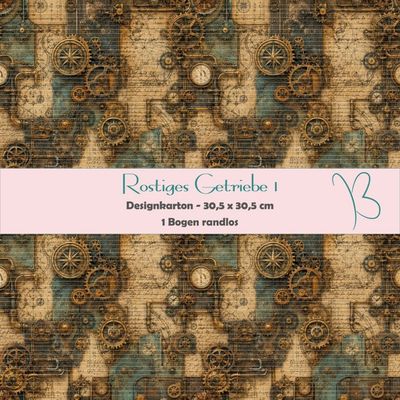 Rostiges Getriebe 1 - Designkarton - 30,5 x 30,5 cm - randlos - 1 Bogen Rostiges Getriebe 1 - Designkarton - 30,5 x 30,5 cm - randlos - 1 Bogen