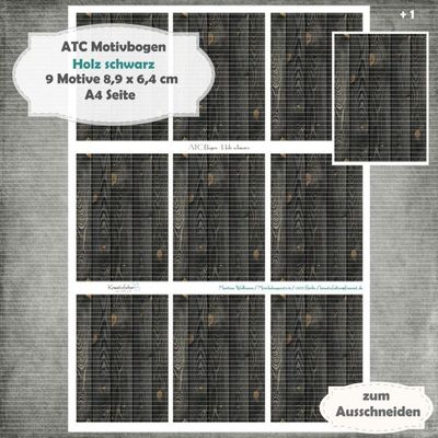 Schwarzes Holz - ATC Motivbogen - A4 - 1 Seite mit 9 +1 Motiven Schwarzes Holz - ATC Motivbogen - A4 - 1 Seite mit 9 +1 Motiven