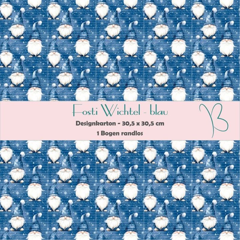 Fosti Wichtel-blau- Designkarton - 30,5 x 30,5 cm - randlos - 1 Bogen Fosti Wichtel-blau- Designkarton - 30,5 x 30,5 cm - randlos - 1 Bogen