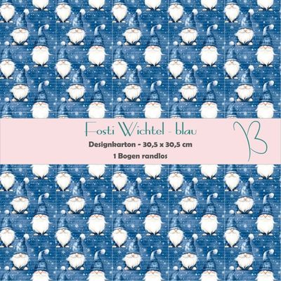 Fosti Wichtel-blau- Designkarton - 30,5 x 30,5 cm - randlos - 1 Bogen Fosti Wichtel-blau- Designkarton - 30,5 x 30,5 cm - randlos - 1 Bogen