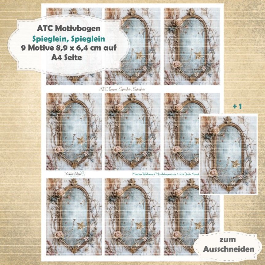 Spieglein, Spieglein - ATC Motivbogen - A4 Hochformat - 1 Seite mit 9 Motiven Spieglein, Spieglein - ATC Motivbogen - A4 Hochformat - 1 Seite mit 9 Motiven