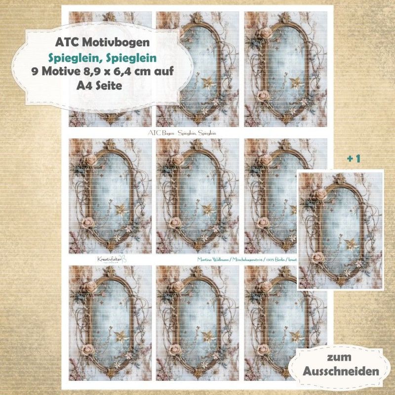 Spieglein, Spieglein - ATC Motivbogen - A4 Hochformat - 1 Seite mit 9 Motiven Spieglein, Spieglein - ATC Motivbogen - A4 Hochformat - 1 Seite mit 9 Motiven