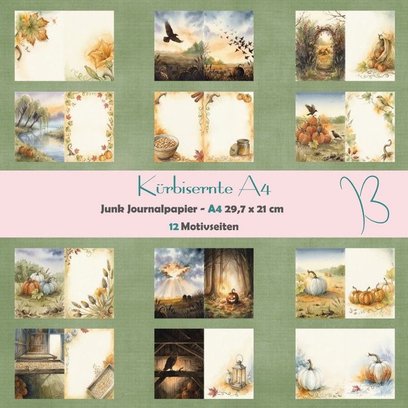Kürbisernte - A4 - Junk Journal Seiten - 12 Seiten Kürbisernte - A4 - Junk Journal Seiten - 12 Seiten