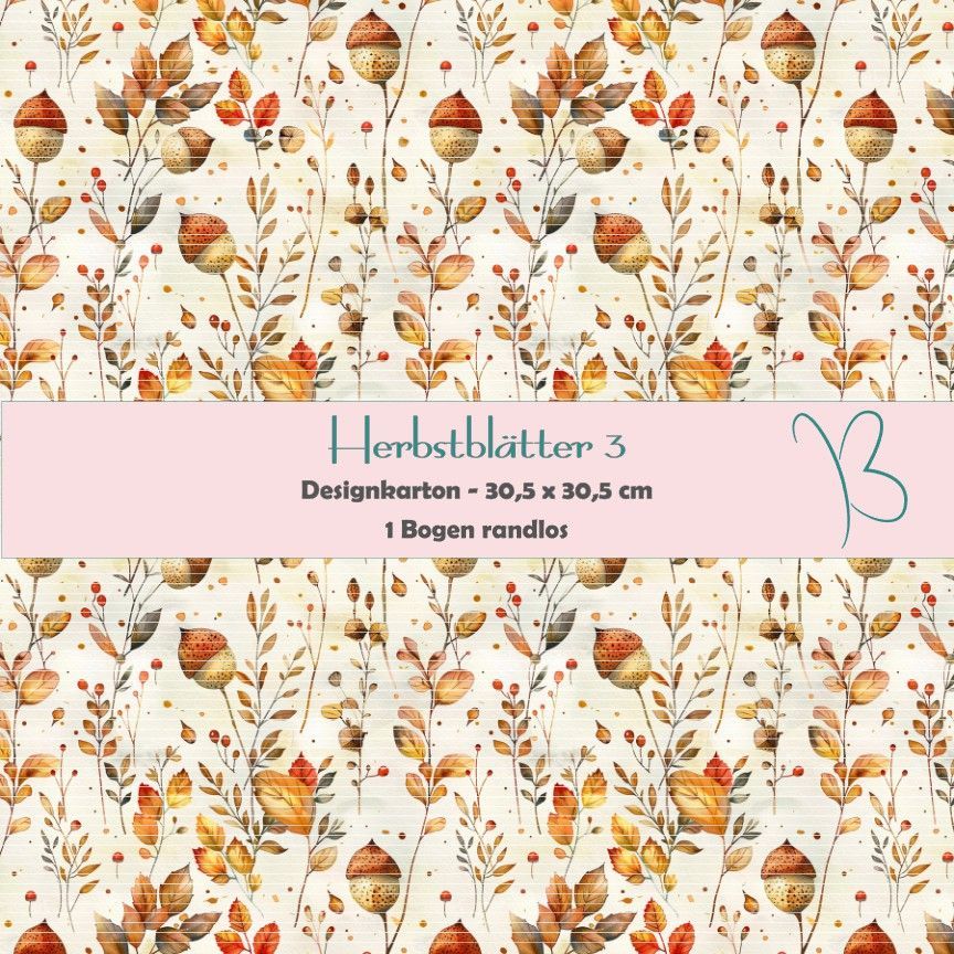 Herbstblätter 3 - Designkarton - 30,5 x 30,5 cm - randlos - 1 Bogen