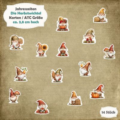 Die Herbstwichtel - 210g - Karten / ATC Größe - 14 Stanzteile - Die Cut Die Herbstwichtel - 210g - Karten / ATC Größe - 14 Stanzteile - Die Cut