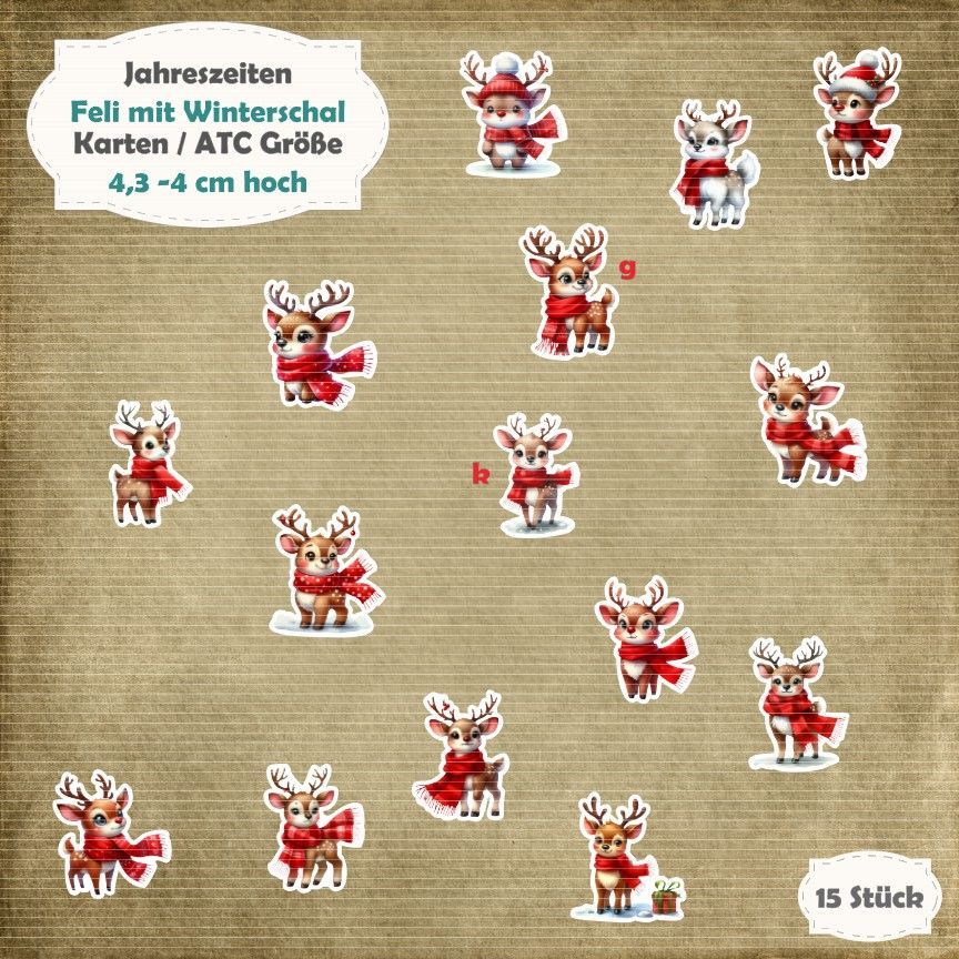 Feli mit Winterschal -210g - Alben / Karten  Größe - 15 Stanzteile - Die Cuts