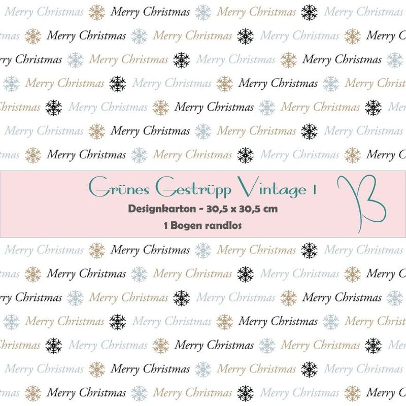 Merry Christmas - Designkarton - 30,5 x 30,5 cm - randlos - 1 Bogen Merry Christmas - Designkarton - 30,5 x 30,5 cm - randlos - 1 Bogen