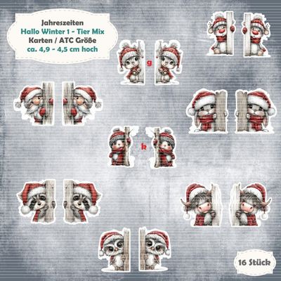 Hallo Winter 1 - Tier Mix - 210g - Alben / Karten Größe - 16 Stanzteile - Die Cuts Hallo Winter 1 - Tier Mix - 210g - Alben / Karten Größe - 16 Stanzteile - Die Cuts