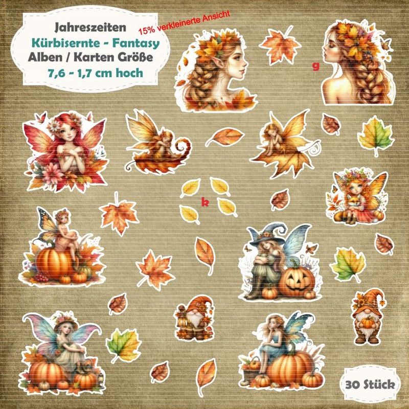 Kürbisernte - Fantasy - 210g - Karten / ATC Größe - 30 Stanzteile - Die Cut